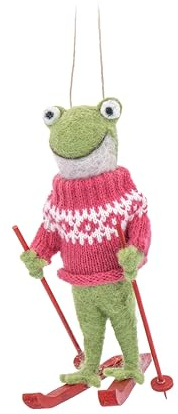 Sass and Belle Skiing Frosch Filz Dekoration