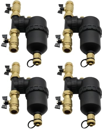 4 x Magnetic Filter for Central Heating Systems 22mm with Isolation Valves (Four Pack)