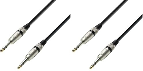 Adam Hall Cables 3 STAR BVV 0090 - Patchkabel, 6,3mm Klinkenstecker stereo auf 6,3mm Klinkenstecker stereo, schwarz, 0,9m (Packung mit 2)