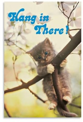 Motivational Cat Poster - Vintage Hang in There Wall Art for Office, Funny Inspirational Print for Classroom, Living Room & Bedroom Decor(Unframed,08x12inch(20x30cm))
