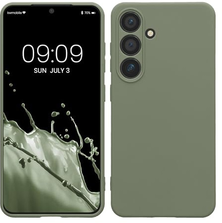 kwmobile Handyhülle für Samsung Galaxy S24 Hülle - weiches Handy Silikon Case - Schutzhülle Cover - Graugrün