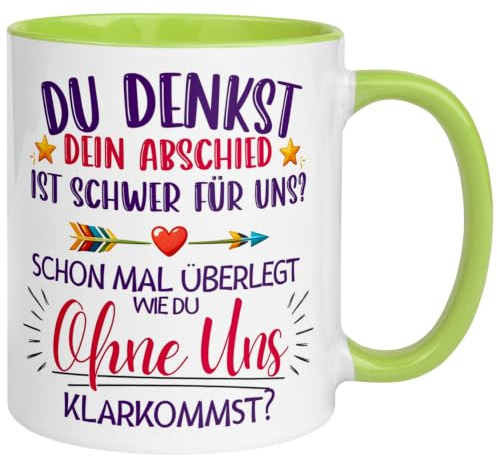 Abschied Kollegin Geschenk | Du denkst dein Abschied ist schwer für uns | Tasse Abschiedsgeschenk Arbeitskollegin Chefin Freundin