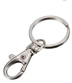 Kleiner silberner Karabiner von Rohans mit Spaltring für Schlüsselring, Schlüsselanhänger – 37 mm x 16 mm mit Ring silber