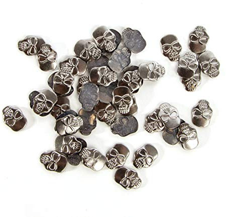 World of Sparkles Hotfix Iron on Skull Studs for Clothing Arts and Craft Fabric Leather Jewelry Making, 11.5mm, Gunmetal - 100pcs
