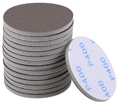 sourcing map 15 Stück 3-Inch 400-Körnung Klett-Schleifscheibe Schleifpapier Schwamm-Schleifpad ohne Loch