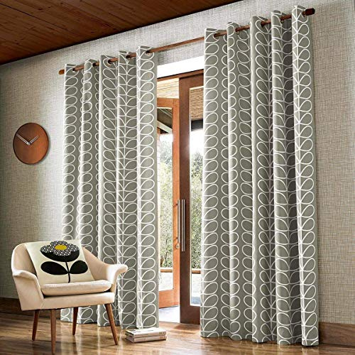 The Ashley Wilde Group Linear Stem Eyelet Curtains, Silver - Width 90 (229cm) x Drop 72 (183cm)