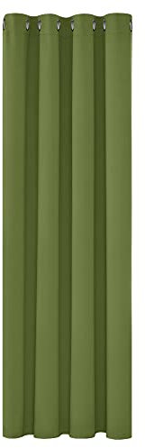 Deconovo Rideaux Occultants Isolant Thermique Anti Froid, 132x160 CM (Largeur x Hauteur), Rideaux pour Salon et Chambre, Design Moderne à Oeillets, Vert d'herbe, 1Pièces