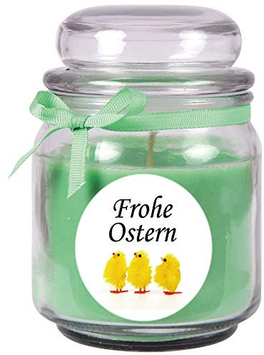HS Candle Duftkerze als Ostergeschenk (Coconut Limes-Duft), Design: Küken - Kerze als Osterdeko - 300g. Wachs mit ca. 70 Stunden Brenndauer