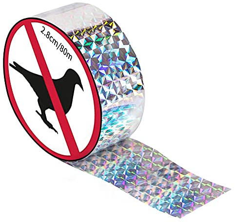 Vogelabwehr Vogelband Vogelschutz Reflektierendes Band 80m x 4.8cm Abschreckung Abwehrband Reflektorband Taubenabwehr Balkon Pigeon Repellent für Gärten und Dächer