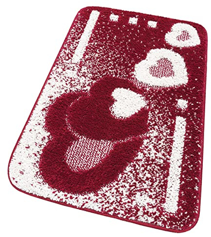 emmevi ITACA - Tapis de salle de bain doux antidérapant absorbant moderne - Tapis de douche - 50 x 110 _rouge