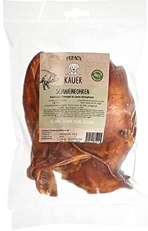 PRIMOX® Schweineohren 200g | 100% natürlicher, knuspriger & fettarmer Kausnack I Unterstützt Zahnpflege & reduziert Stress