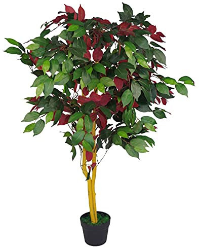 Leaf Realistic Artificial Ficus Tree/Plant, 120cm Red Green