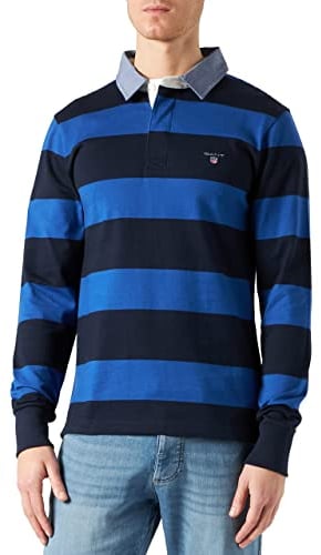 GANT Herren ORIGINAL Barstripe Heavy Rugger Polohemd, Day Blue, L