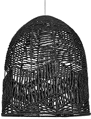 MiniSun | Rustic Black Woven Rope Bird Cage Ceiling Light Shade | Pendant Lights, Home Décor & Improvement Essential | 280cm Shade Width