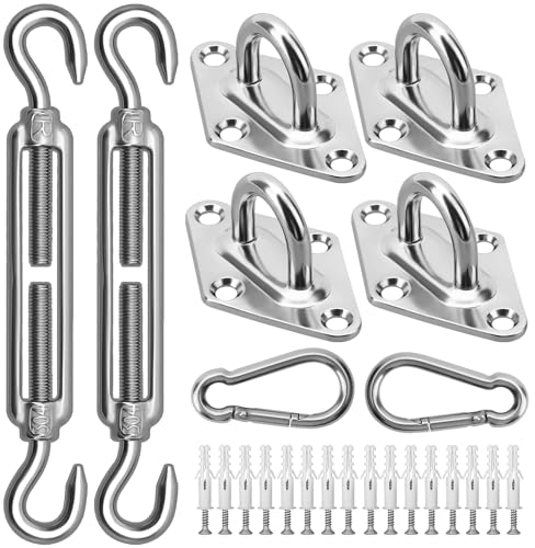 Sonnensegel Hardware Kit 304 Edelstahl Sonnenschutz Vordach Installationsset für die Installation von rechteckigen und dreieckigen Schatten Segeln Garten Beschattungs Kit…