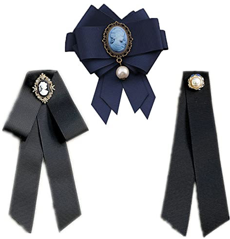 JinYu 3 Stück Bowknot Strassband Schleife Brosche vorgebundene Fliege für Frauen Krawatte Hochzeit Party Weihnachtsgeschenke Zeremonie (Schwarz)