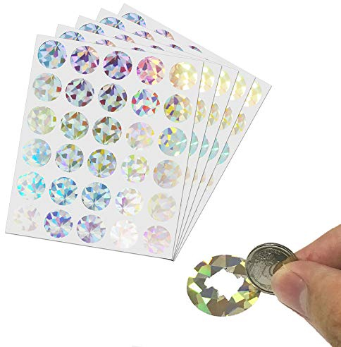 150 Stück - 25mm Rubbelaufkleber Rubbellose Selber Machen Rund, Glänzendes Hologramm