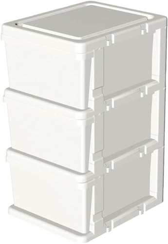 Cetomo Plastic Storage Drawers Unit, Storage Drawer on Locking Wheels, Tower with Interlocking Hooks for Home Office Closet Bedroom Dorm, Detachable, Free Combination, Clear and White, 4 Drawers