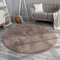 TT Home Wohnzimmer Teppich Hochflor Langflor Kunstfell Weich Modern Unifarben Flauschig, Farbe: Beige Taupe, Größe:80 cm Rund