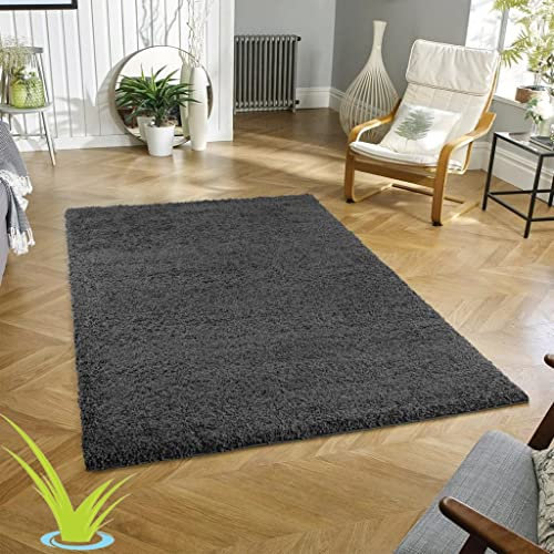 Wadan 120x170cm Dark Grey Shaggy Rugs Living Room |5mm Thick Pile | Extra Large Small Medium | Rectangular Size | Soft Touch | Living Room Area Rugs | Non Shedding