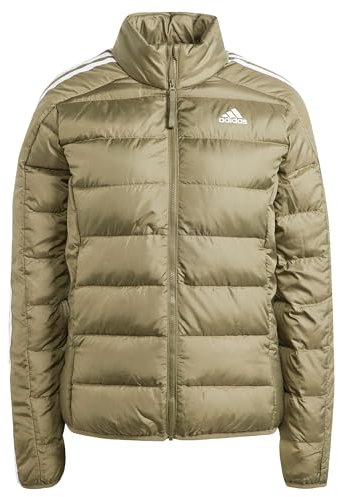 adidas Donna Essentials 3-Stripes Light Down Jacket, Olive Strata, S
