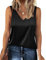 Zeagoo Blusa de satén sin mangas para mujer, camiseta básica de verano, informal, cuello de pico, Negro , L