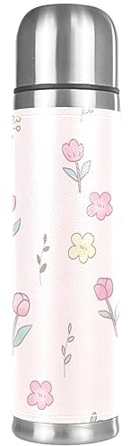 Botella aislada al vacío de acero inoxidable de 17 onzas con tapa, tulipán y flor