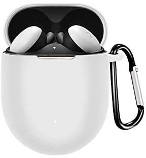 DYAOLE Schutzhülle kompatibel mit Google Pixel Buds Pro, stoßfeste Silikon-Schutzhülle, mit Schlüsselanhänger, Anti-Drop, Kratzfest(Weiss)