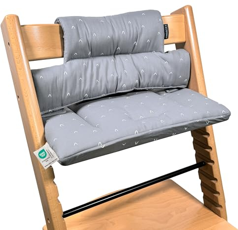 LaLoona Sitzauflage/Hochstuhl Kissen für Stokke Tripp Trapp - 2 teiliges Sitzkissen aus Baumwolle, OEKOTEX Standard 100, hautfreundlich & maschinenwaschbar - Grau Gemustert