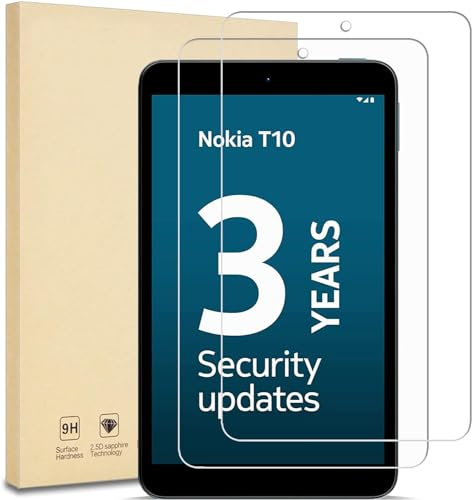 MOBISTAR® 2 Pack Screen Protector For Nokia T10 8 2022 Tempered Glass Film, 9H Hardness, HD-Clear, Anti-Scratch for Nokia T10
