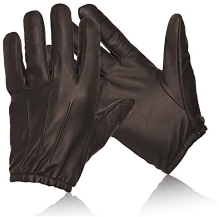 Kevlar Gloves Soft Leather Lined Anti-Slash Heat Fire & Cut Resistant Safety Security SIA Protection WorkWear Gloves (Dark Brown, S)