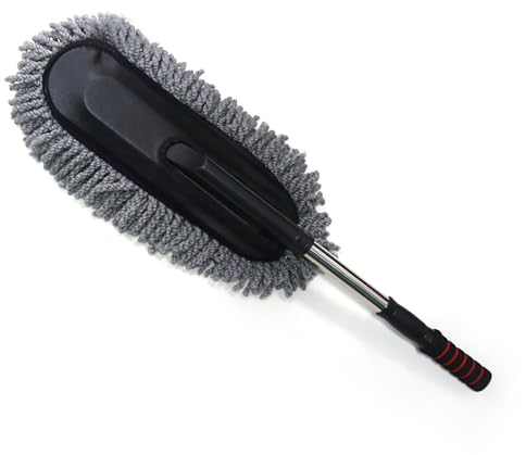 SIXRUN Cepillo para Plumero de Coche, Ergonómico, Multifuncional, Extraíble, Plegable, Duradero, Plumero de Cera para Limpieza de Coche