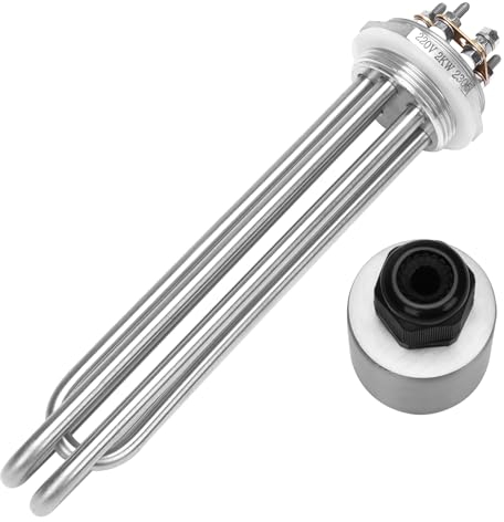 DERNORD 220V 2KW 1-1/2 Zoll Heizelement 3U Warmwasserbereiter BSP Edelstahl Flansch Heizstab und Deckel aus Edelstahl