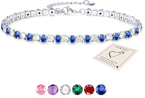 Sfoni Fußkettchen für Damen Fusskette Silber 925 Plattiert Verstellbare Fußkettchen mit 5A Zirkonia Sommer Fusskette Geschenk für Frauen Mädchen