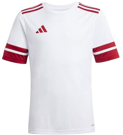 adidas Unisex Kids SQUADRA25 Jersey Short Sleeve Kids, White/Team Power red 2, 9-10 Years
