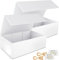 2 Pack Geschenkbox, 24x15x7.6cm Geschenkboxen für Presents with Lids Magnetic Closure Rectangle Collapsible for Groomsman Proposal Box, Christmas, Halloween, Birthday Gift Packging (Weiß)