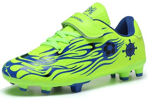 GOGOUP Football Boots Boys Astro Turf Football Boots Indoor Outdoor Athletic Sneakers Trainers Junior Football Boots Non-Slip Sports Shoes Unisex Green 13 UK