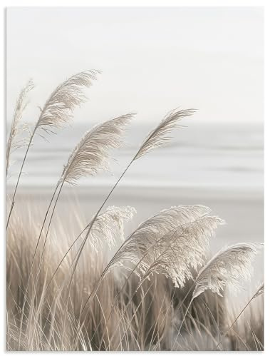 ARTland Wanddeko Wandbild Alu Verbundplatte für Innen & Outdoor Bild 45x60 cm Pflanzen natural elements Gräser Pampasgras Strand Boho Deko U5GO
