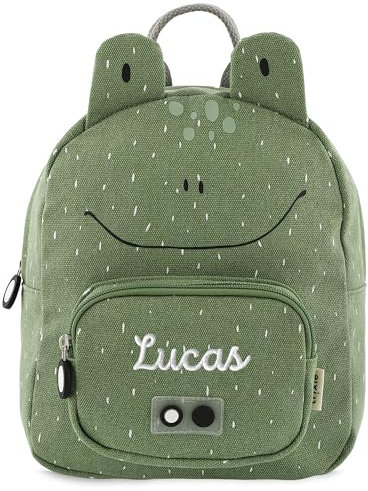 upstitch studio Trixie Kinderrucksack mit Namen personalisiert bestickt (Frosch, Rucksack GROß/BIG)