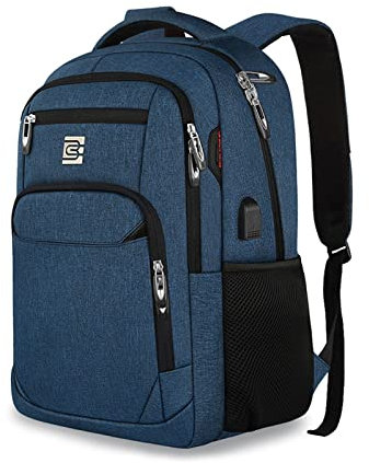 MARCBUSE Sac à dos de voyage pour ordinateur portable 18 avec port USB W pour homme et femme