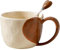 VollfitYYu Taza de café con forma de corazón, taza de café de porcelana con cuchara en relieve, diseño de corazones, taza de té de cerámica para San Valentín, día de la madre, boda, mujer, niña, mamá,