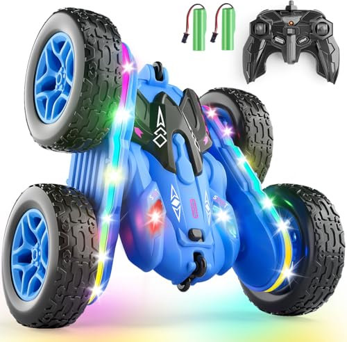 Winstico Remote Control Cars Toys for 5 6 Year Old Boys Gifts - Light Up RC Stunt Car for Kids Boys Toys Age 4 5 6-360° Double Side Rotation Birthday Gifts for 5 6 7 Year Old