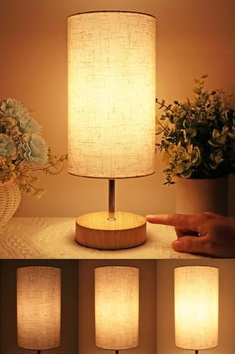 Nachttischlampe Touch Dimmbar, HSLighting 34.5cm Tischlampe Touch Dimmbare Glühbirne 3 Helligkeitsstufen Einstellbar Schreibtischlampe Tischleuchte für Nachttisch Schlafzimmer Lesen Wohnzimmem Bedside