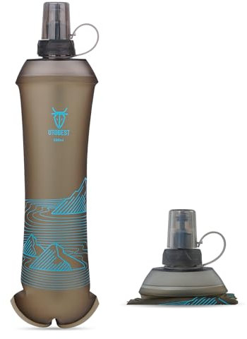 UTOBEST Soft Water Bottle 500ml - 1 Pack Collapsible Soft Flask - Leakproof, Foldable, Food-Grade TPU, BPA Free, Easy to Clean, Handheld Running Water Bottle for Hiking Cycling Climbing Marathon