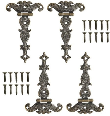 Xiciki Charnières Antiques Décoratives en Bronze Rétro, Mini Charnière Pliante Vintage pour la Décoration d’Armoires