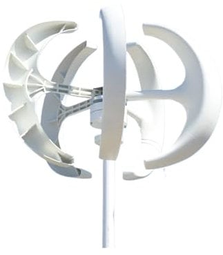 GMUME Windturbinengenerator, Windkraftturbinen-nerator, 5 KW, 12/24/48 V, 5 Flül, Windmühle, Laterne, Vertikale Achse for Straßenlaterne Windkraftgenerator(White,48V)