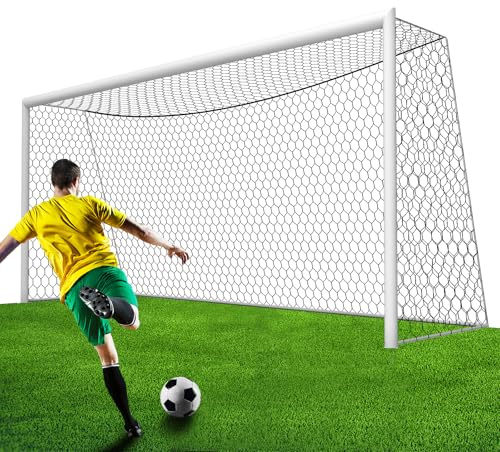 Professional Soccer Goal Net Replacement 24x8FT, Upgraded Durability [8.4 LBS, 4mm Nylon], Enhanced All-Weather Performance, Higher Tensile Strength & More Abrasion Resistant - Black (Net Only)