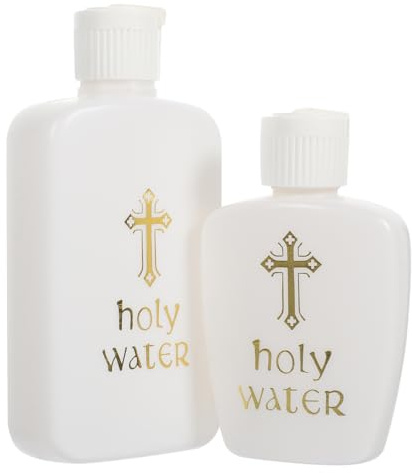 Alipis Catholic Holy Water Bottles 2 Pack Reusable Plastic Waterbottle Elegant Pattern for Baptism Decorations