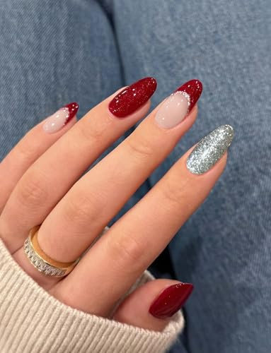 Wahrshei UV Gel Strips | 20 pcs Rot Glitzer UV Nagelfolie | Selbstklebend Nagelfolie, Gellack Wraps für Nagel