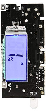 Dual USB Power Bank Module, Lithium Battery Charger Module LCD Display, 5V 1A 2.1A Output, Overcharge Protection, B+ B- Connection, for Batteries